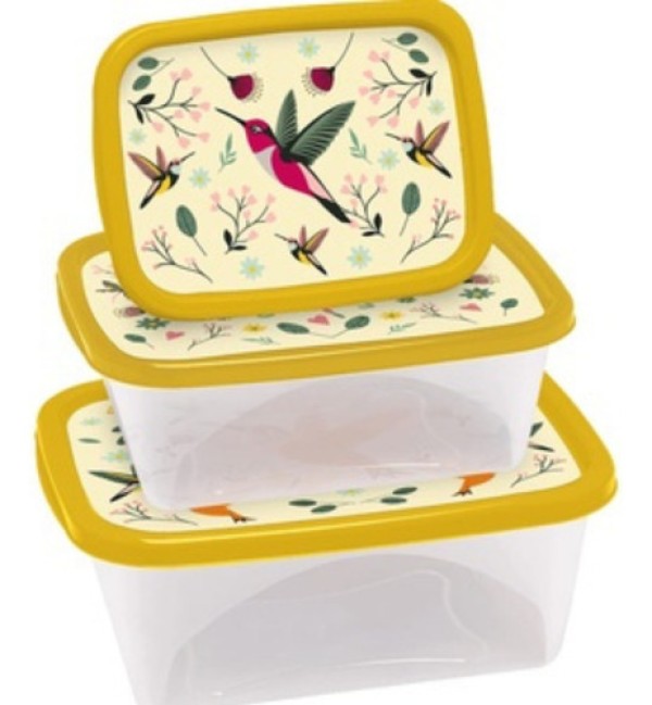 Encontraproduto.com.br - Conjunto Pote Plástico Retangular Coruja Jaguar com 3un
