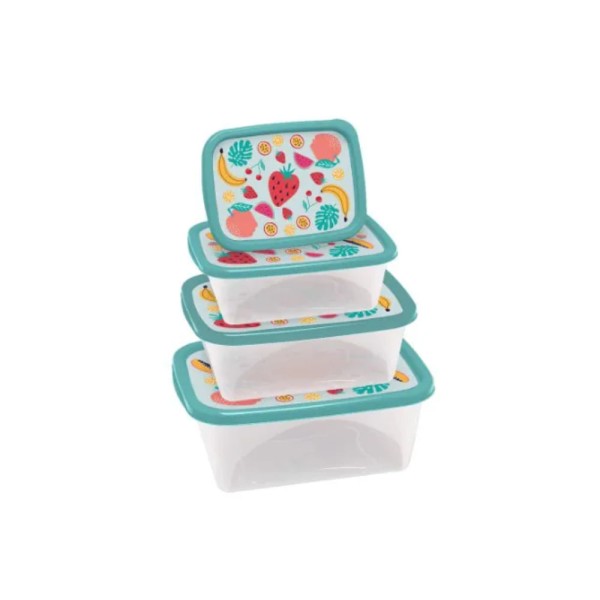 Conjunto Pote Plástico Quadrado Decorado Jaguar 4 un