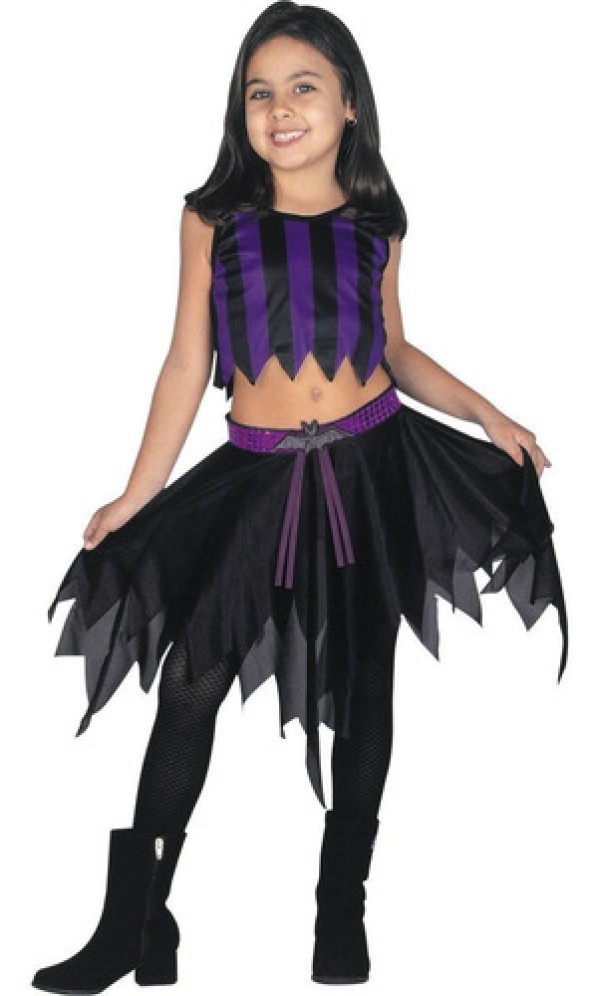 Fantasia Infantil - Vampira C/ Morcego - Tam P (3 A 5 Anos)