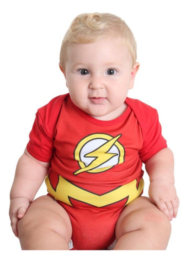 Fantasia The Flash Bebe Body Verão de Alogodão Sulamericana M 4 - 6 Meses