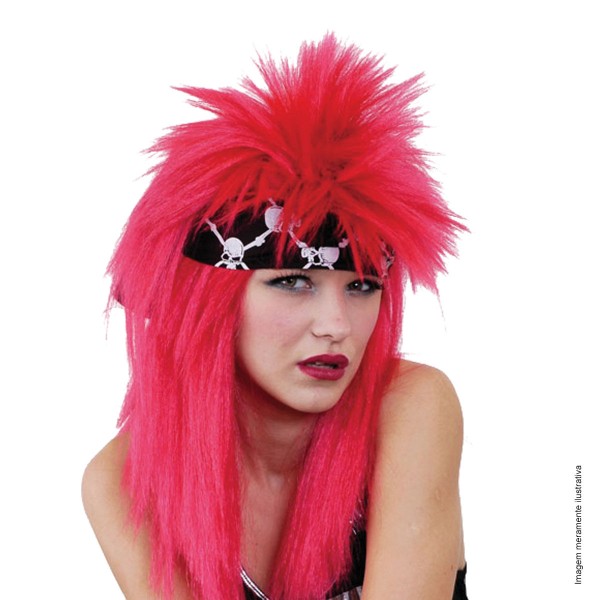 Encontraproduto.com.br - Peruca Punk com Faixa Rosa