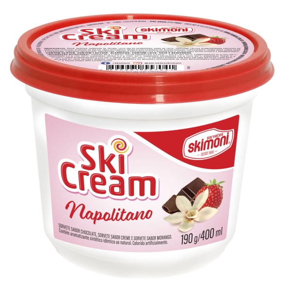 Encontraproduto.com.br - Sorvete Ski Cream 400ml Napolitano