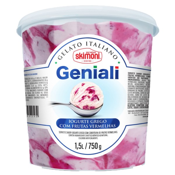Encontraproduto.com.br - Sorvete Geniali Iogurte Grego Frutas Vermelhas 1,5L