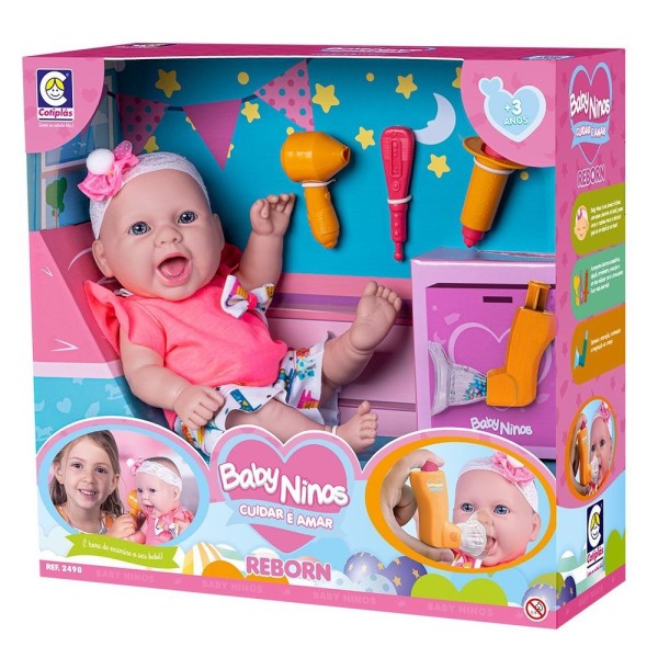 Boneca Reborn Baby Ninos Cuidar é Amar Cotiplás 2498 3+
