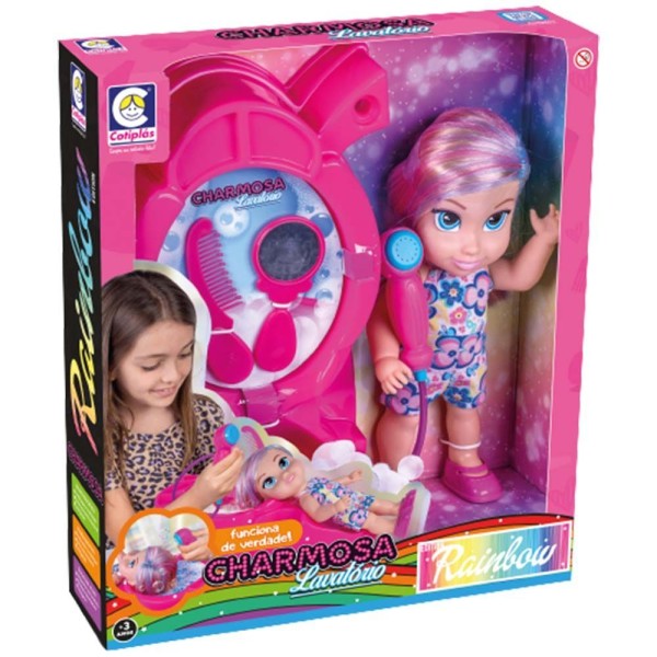 Encontraproduto.com.br - Boneca Rainbow Charmosa Lavatório - Cotiplas