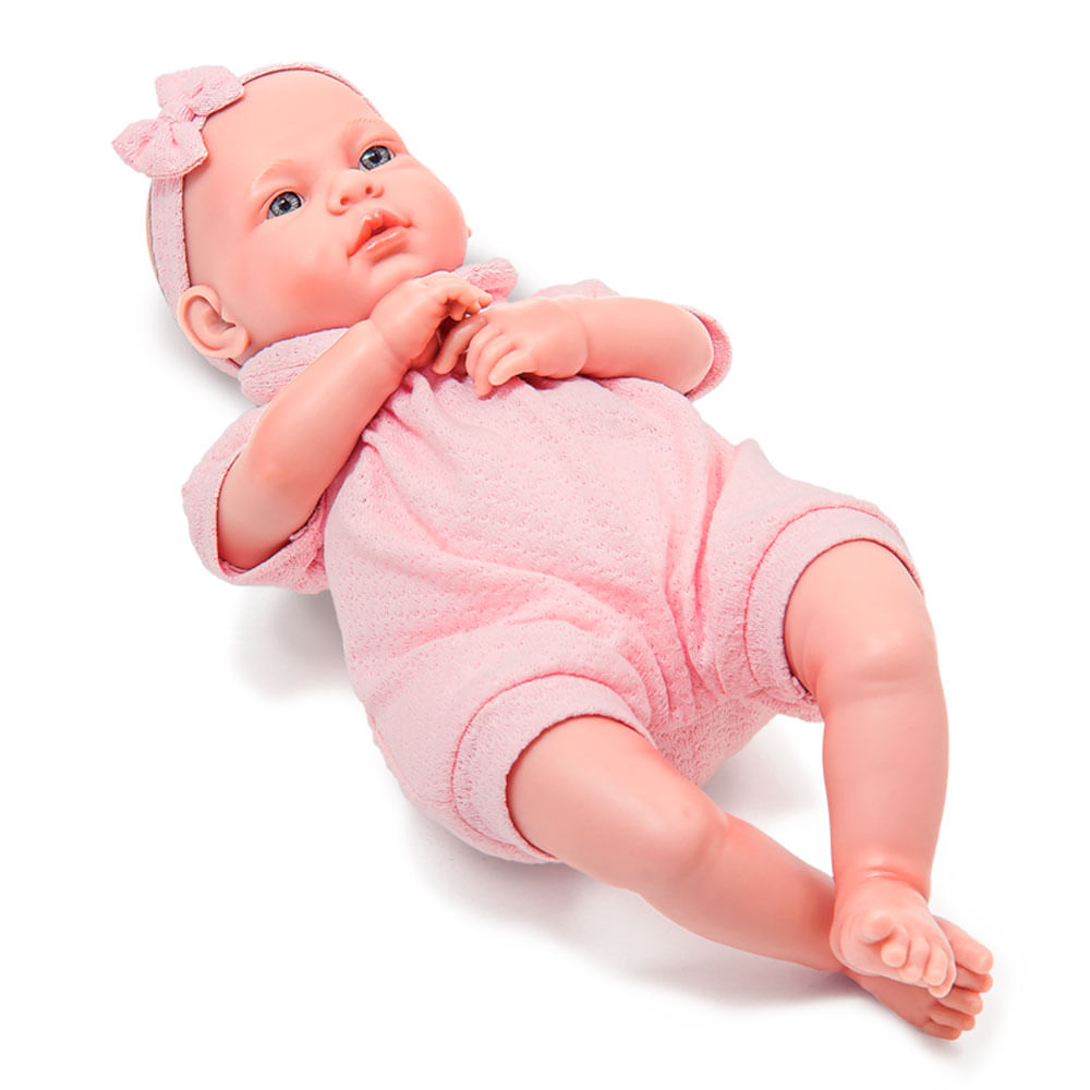 Encontraproduto.com.br - Boneca Bebê com Sons - 48 Cm - Bebê Real - Boneca com Macacão Curto - Roma