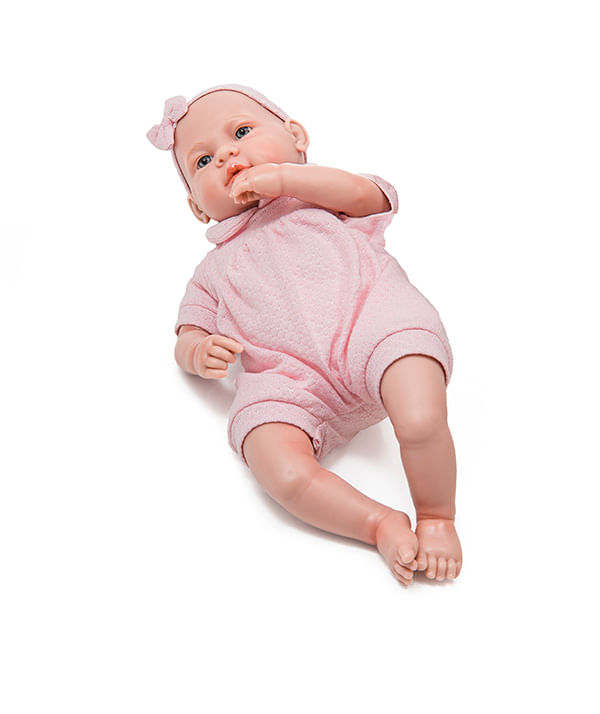 Encontraproduto.com.br - Boneca Bebê com Sons - 48 Cm - Bebê Real - Boneca com Macacão Curto - Roma