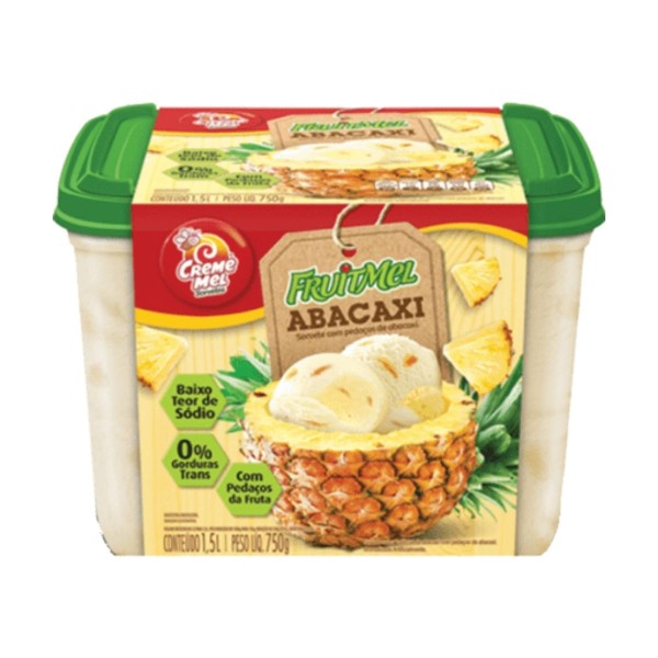 Encontraproduto.com.br - Sorvete FruitMel Creme Mel Abacaxi 1,5 L