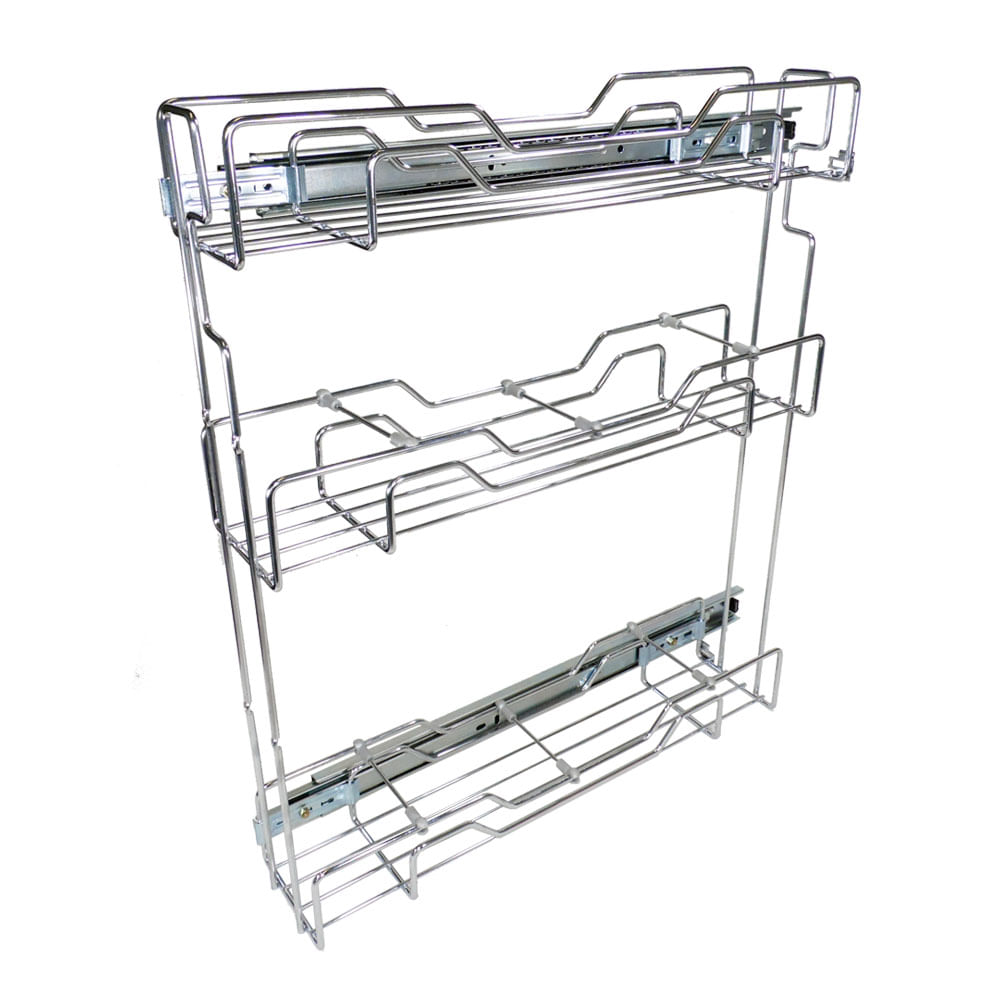 Encontraproduto.com.br - Porta Temperos Latas/óleo Triplo Deslizante Crom Jomer 8694