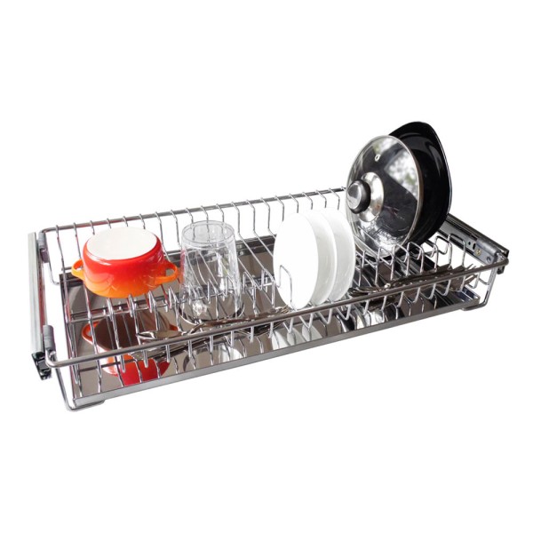 Encontraproduto.com.br - Escorredor de Louças 8741 Deslizante 770x70x300mm Cromado com Bandeja Inox Jomer