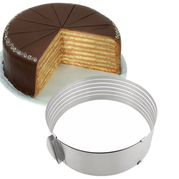 Encontraproduto.com.br - Aro Cortador/Fatiador de Bolo em Camadas Ajustável de 23,5cm a 26,5cm un ROLDAN