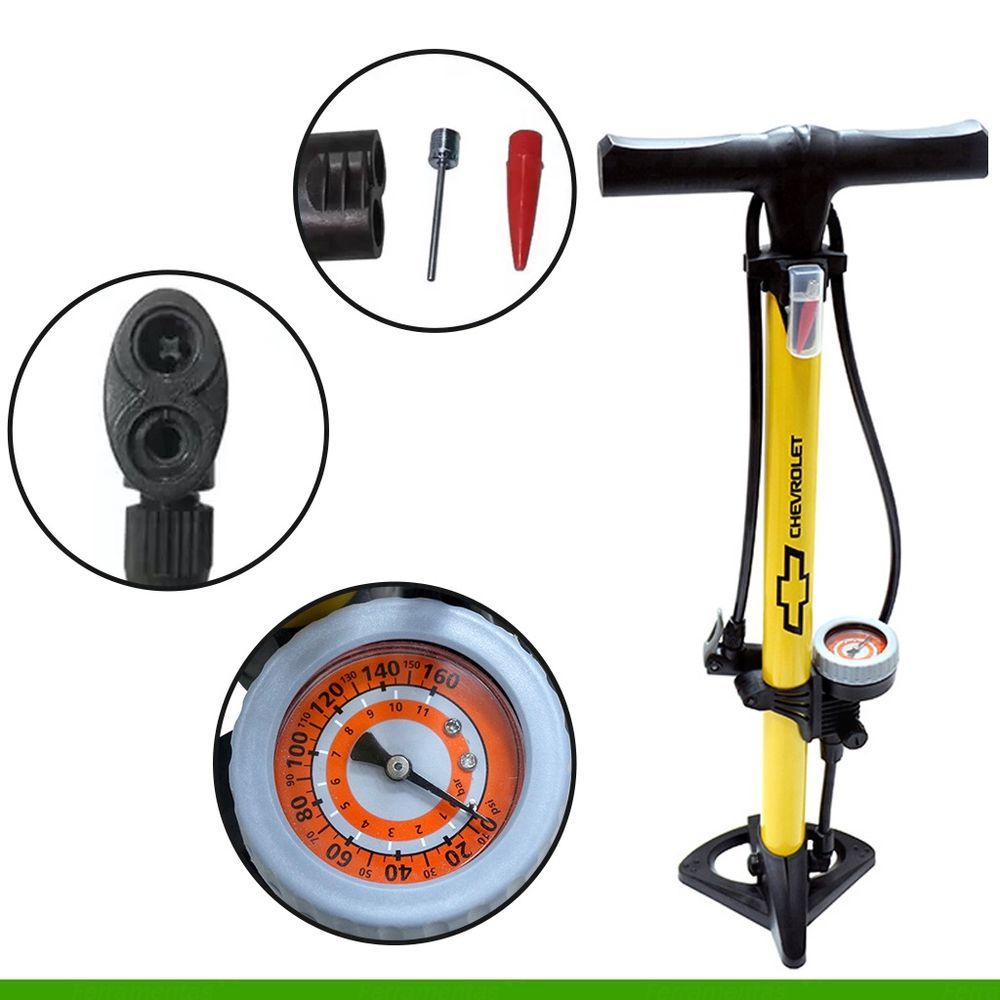 Encontraproduto.com.br - Bomba Bicicleta Profissional Manual Com Manometro 160psi