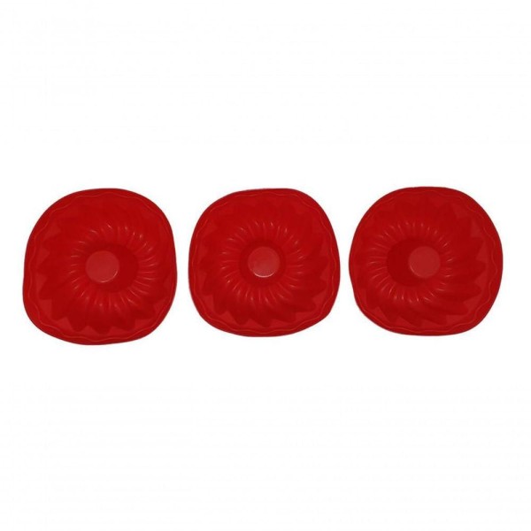 Encontraproduto.com.br - Conjunto Kit 3 Mini Formas De Silicone Redonda Para Pudim Bolo Cupcake