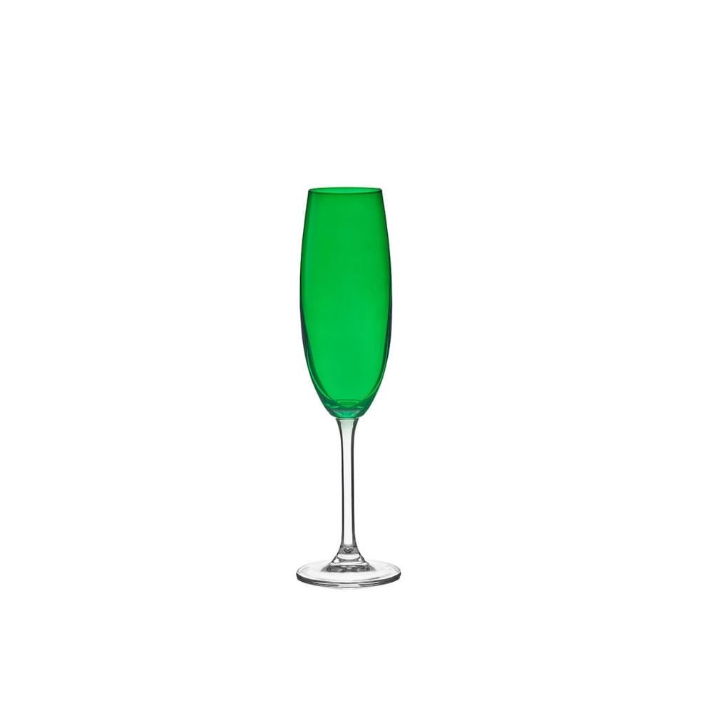 Taça de Cristal para Champanhe Gastro Verde 220 ml 6 Peças Bohemia