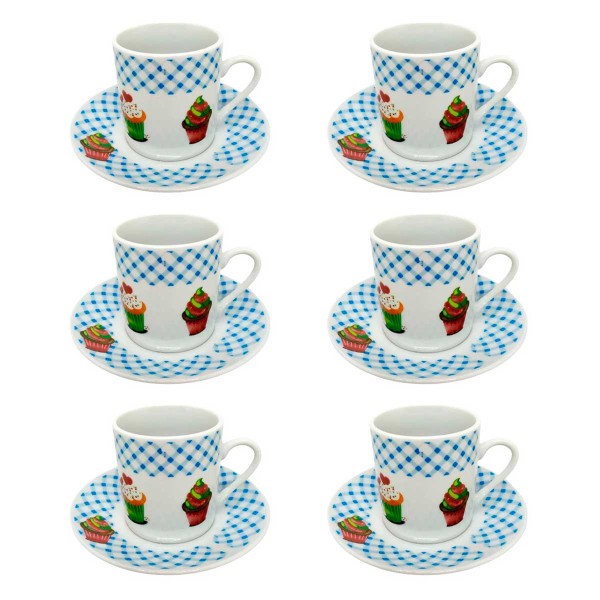 Encontraproduto.com.br - Jogo de Xícara para Café com 12 Peças 90ml Estampa  de CupCake  Hauskraft