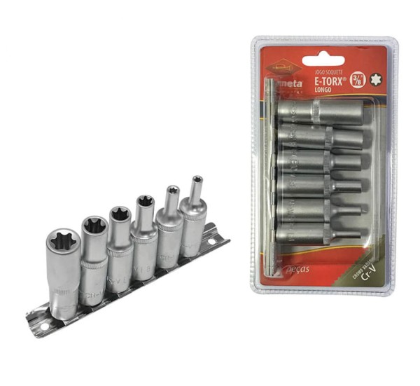 Soquete E-Torx Longo Jogo 6 Peças Corneta