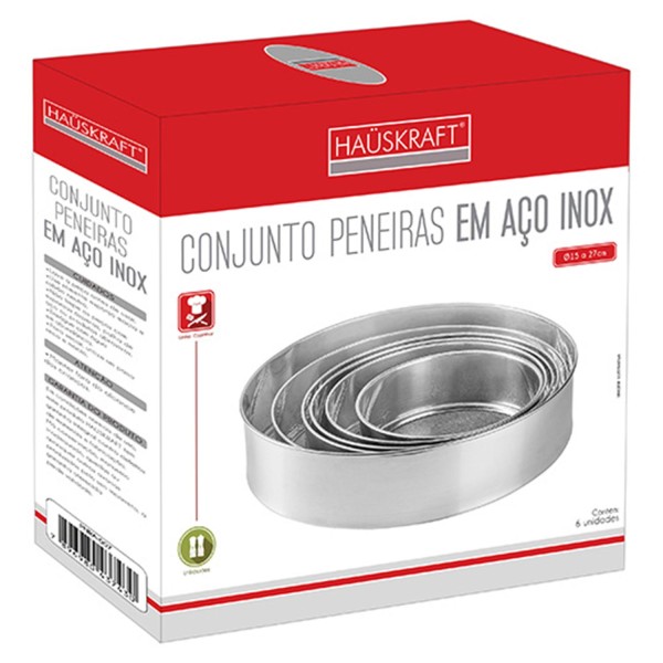Encontraproduto.com.br - Conjunto Peneiras Hauskraft 6 Peças Em Aço Inox Prata - PNRA-007