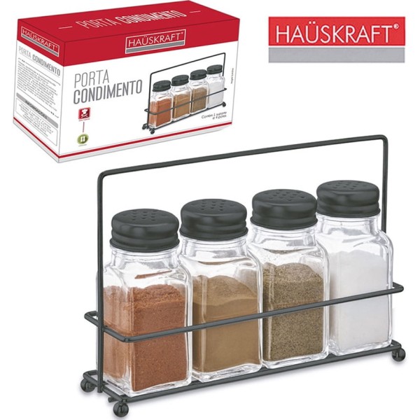 Encontraproduto.com.br - PORTA CONDIMENTO KAUSKRAFT 1 SUPORTE E 4 POTES