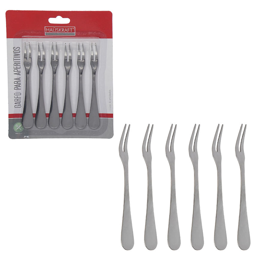 Jogo 6 Garfos Aperitivos Inox Hauskraft 10 cm