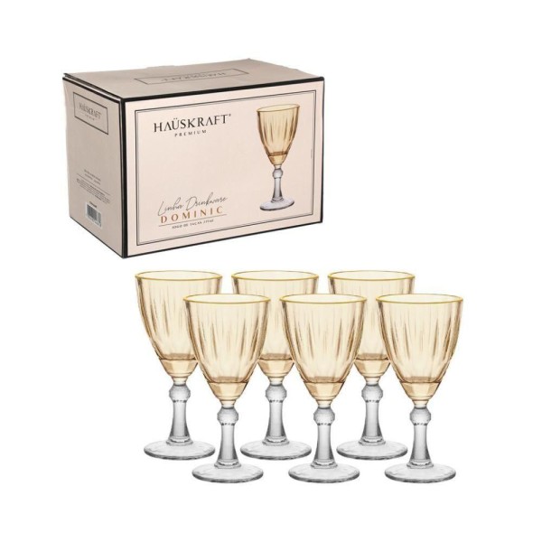 Encontraproduto.com.br - Jogo De Taças Para água Em Vidro Dominic âmbar Com 6 Peças 275ml Haüskraft