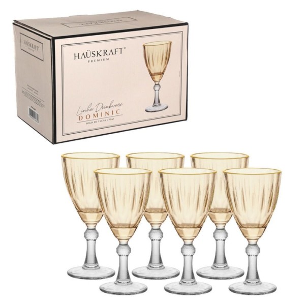 Encontraproduto.com.br - Jogo De Taças Para água Em Vidro Dominic âmbar Com 6 Peças 275ml Haüskraft