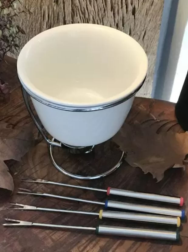 Fondue em Cerâmica 7 Peças New 450ml Branco