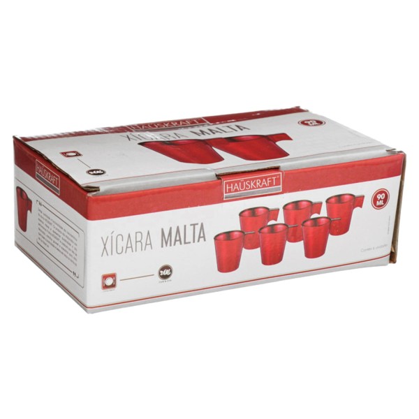 Encontraproduto.com.br - Caneca Vidro Malta Hauskraft Vermelha 90 ml 6 Peças