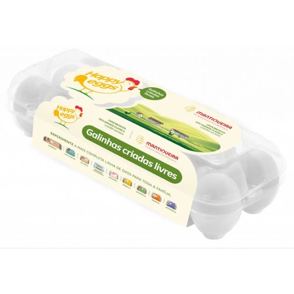 Encontraproduto.com.br - Ovos Happy Eggs Branco Grande C/ 10 Unid