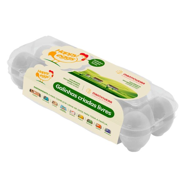 Encontraproduto.com.br - Ovos Happy Eggs Branco Grande C/ 10 Unid