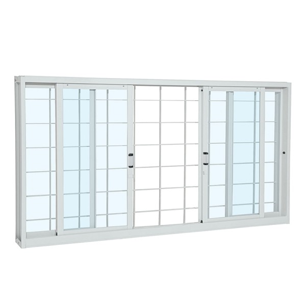 Encontraproduto.com.br - Janela De Correr Aço Branco Grade Quadriculada 4 Folhas 100x200x12 Prátika Sasazaki