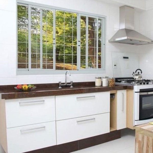 Encontraproduto.com.br - Janela De Correr Aço Branco Grade Quadriculada 4 Folhas 100x200x12 Prátika Sasazaki