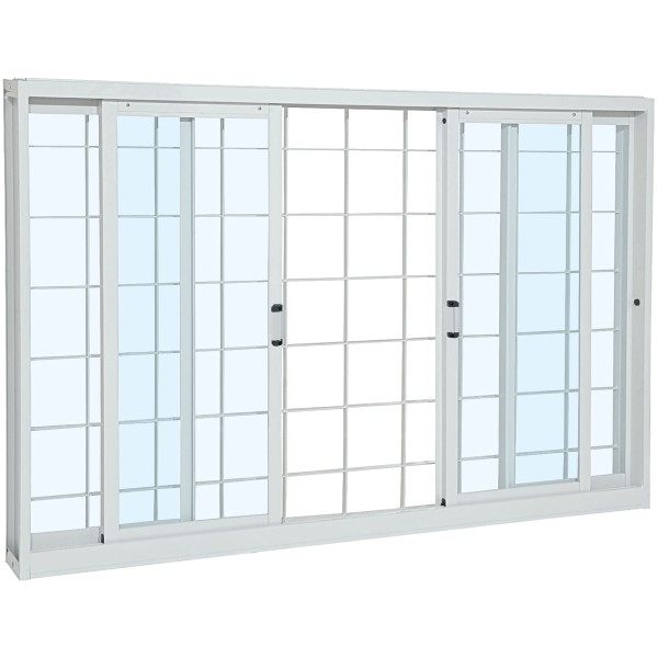 Encontraproduto.com.br - Janela De Correr Aço Branco Grade Quadriculada 4 Folhas 100x200x12 Prátika Sasazaki