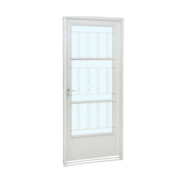 Encontraproduto.com.br - Porta Social Postigo Aço Branco Grade Elo Esquerda 217x87x8 Prátika Sasazaki
