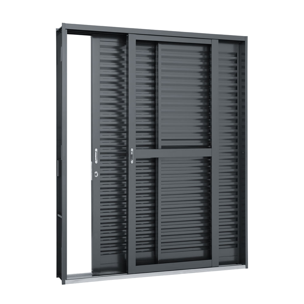 Porta Balcão de Correr em Aço 217x160x12cm 3 Folhas Direita Belfort Sasazaki