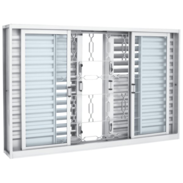 Encontraproduto.com.br - Janela Veneziana Multiflex Grade Elo Aço - 6 Folhas - Branco 100x150x16cm Pratika - 21121010 - Sasazaki