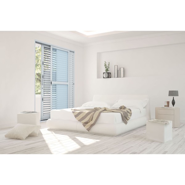 Encontraproduto.com.br - Porta Balcão de Correr Multiflex Aço 3 Folhas 217x160x16,5cm Abertura Esquerda Vidro Liso - Branco - Prátika Sasazaki
