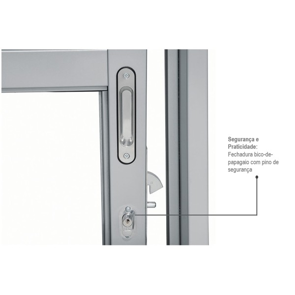 Encontraproduto.com.br - Porta Balcão de Correr Multiflex Aço 3 Folhas 217x160x16,5cm Abertura Esquerda Vidro Liso - Branco - Prátika Sasazaki