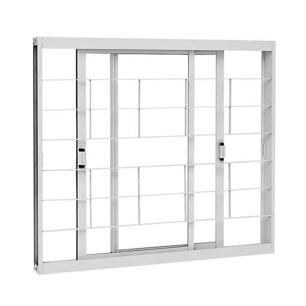 Encontraproduto.com.br - Vitro Sasazaki 100X120X8,1Cm Kompacta Correr Grade Quadriculada 2 Folhas Branco 22226002 - Aço