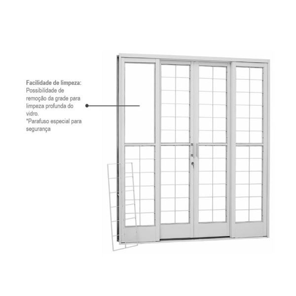 Encontraproduto.com.br - Porta Sasazaki 217X200X12Cm Kompacta Correr Quadriculada 4 Folhas Branca 26324505 - Aço