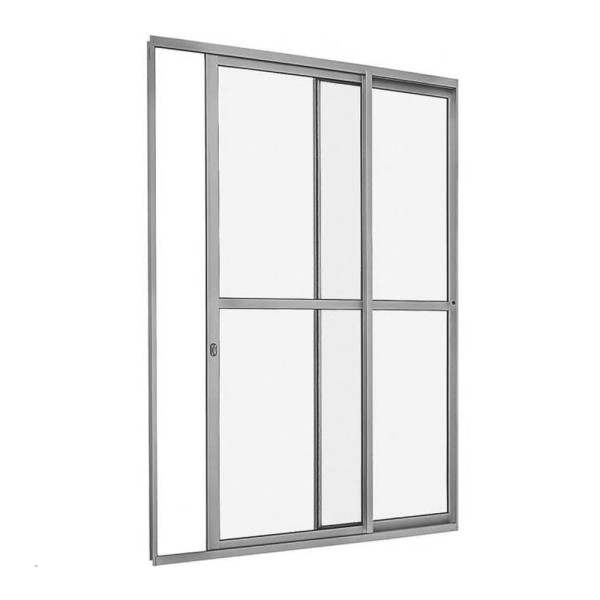 Encontraproduto.com.br - Porta de Correr com Divisão Central AlumiSlim Branco Direita 216x160x6,6cm - 78506032 - Sasazaki