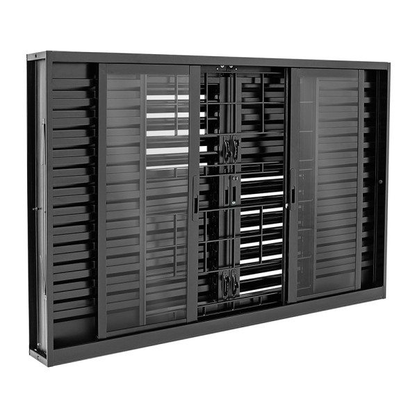 Encontraproduto.com.br - Janela Veneziana Multiflex Grade Quadriculada Aço - 6 Folhas - Preta - Pratika Black 100x200x16cm - 21132020 - Sasazaki