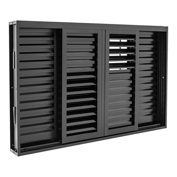 Encontraproduto.com.br - Janela Veneziana Multiflex Grade Quadriculada Aço - 6 Folhas - Preta - Pratika Black 100x200x16cm - 21132020 - Sasazaki