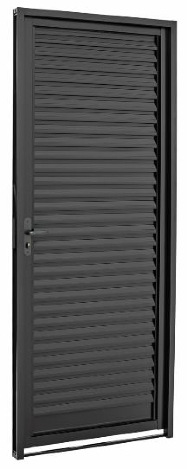 Encontraproduto.com.br - Porta Veneziana de Abrir Esquerda de Aço Prátika Black 217x88cm Preto Sasazaki