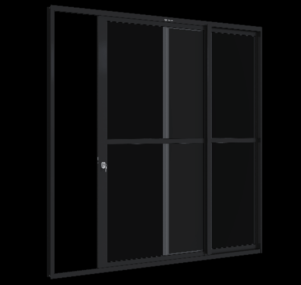 Encontraproduto.com.br - Porta de correr com divisao central aluminio 2 folhas - fitblack