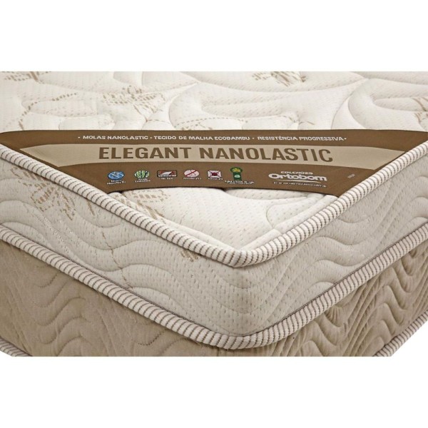Encontraproduto.com.br - Cama Box Casal: Colchão Molas Bonnel Ortobom Nanolastic Elegant + Base Crc Suede Clean(138X188)
