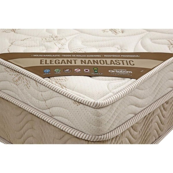 Encontraproduto.com.br - Cama Box Casal: Colchão Molas Bonnel Ortobom Nanolastic Elegant + Base Crc Suede Clean(138X188)