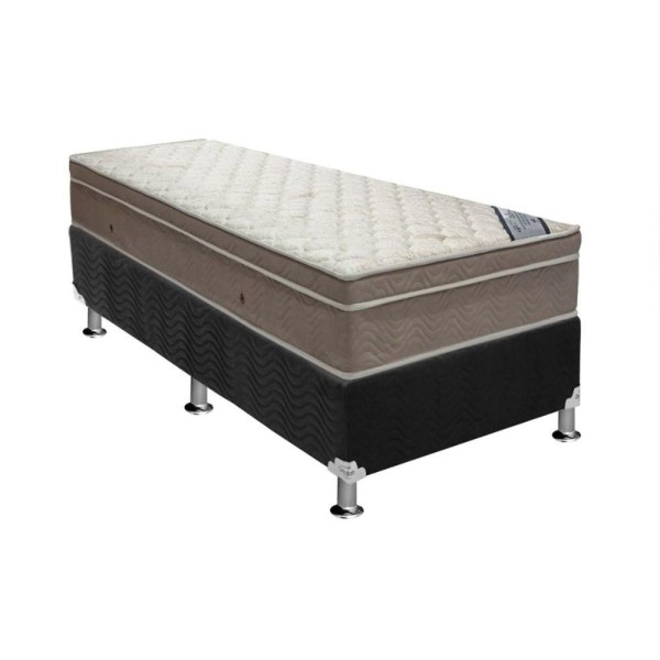 Encontraproduto.com.br - Cama Box Solteiro: Colchão Molas Ensacadas Ortobom Superpocket Light Saúde + Base Black(88X188)