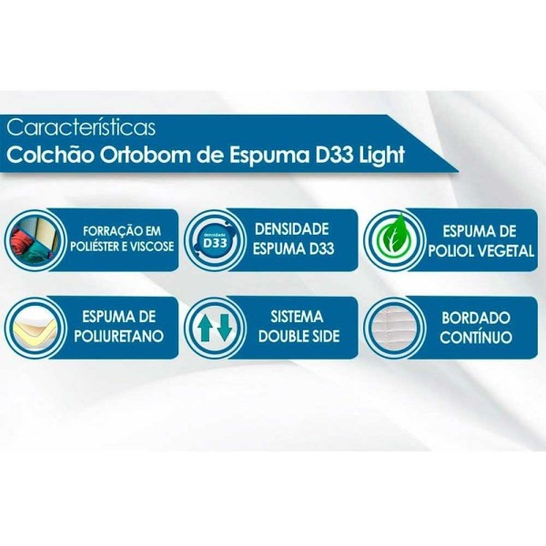 Encontraproduto.com.br - Colchão Solteiro Espuma D33 Light Saúde (78x188x17) - Ortobom