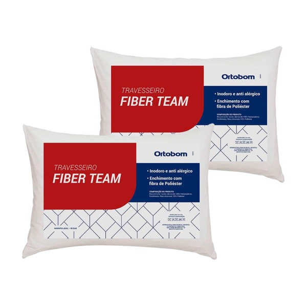 Encontraproduto.com.br - Travesseiro em Poliéster Siliconizado Ortobom 45x65cm Fiber Team Branco 1 Peça