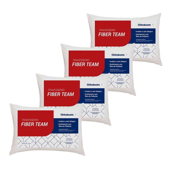 Encontraproduto.com.br - Travesseiro em Poliéster Siliconizado Ortobom 45x65cm Fiber Team Branco 1 Peça